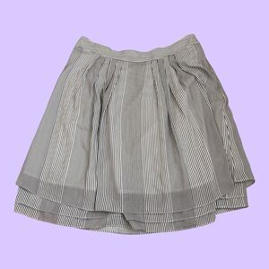 Karl Lagerfeld Paris Womens Skirt 12 Pleated Knee Length Black White Striped